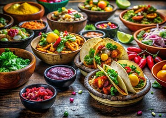 Fototapeta premium Urban Exploration Food Photography: Diverse Delicious Street Eats