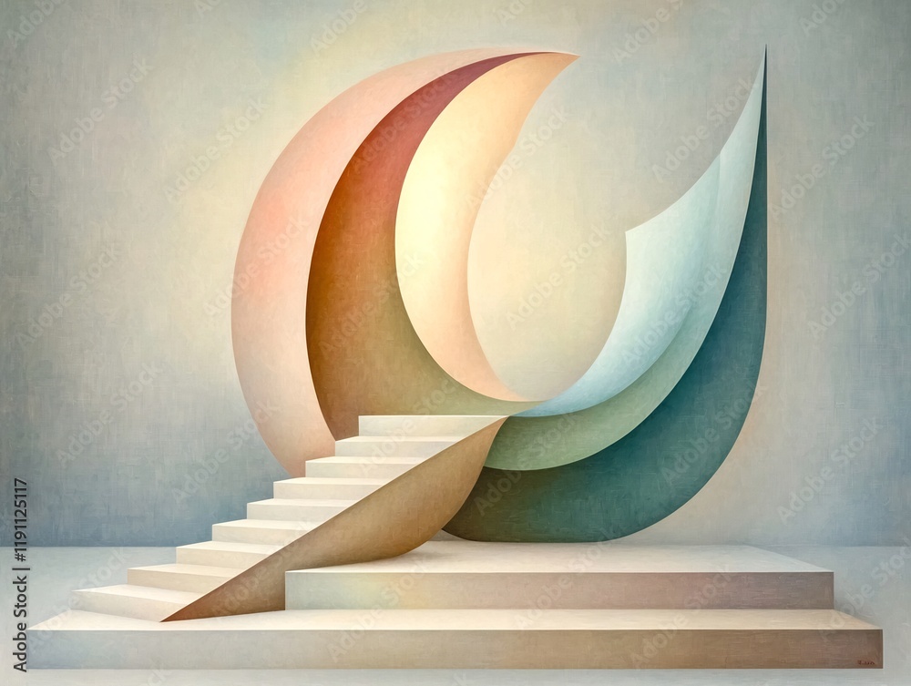 Poster undulating organic compositions in soft pastel hues graceful abstract forms with smooth contours min