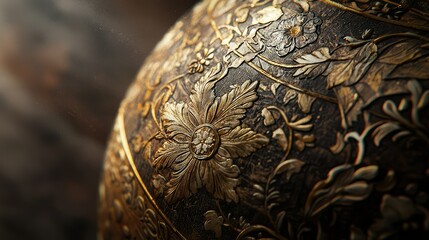 Ornate Floral Design on Decorative Globe with Intricate Patterns