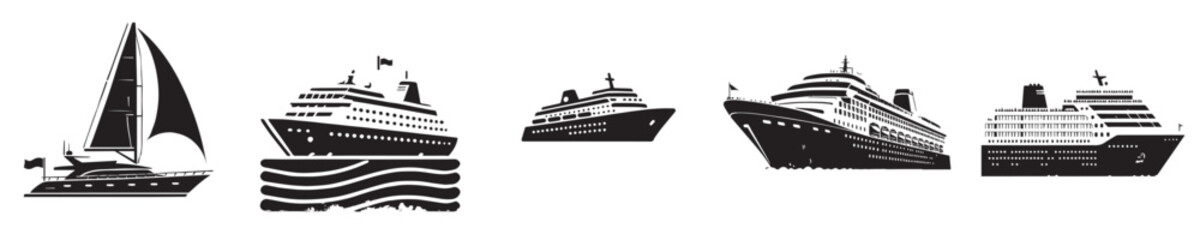 Obraz premium Vector collection of passenger ships