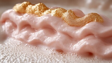 Obraz premium Pink cream texture with gold glitter accents