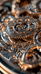 Intricate Close-Up of Vintage Mechanical Watch Gears and Components
