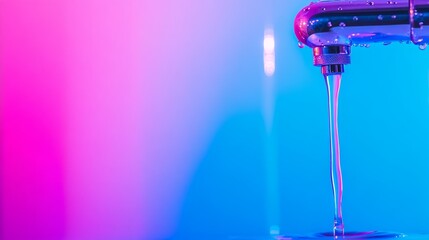 Fototapeta premium A close-up of a faucet with colorful lighting, showcasing flowing water.