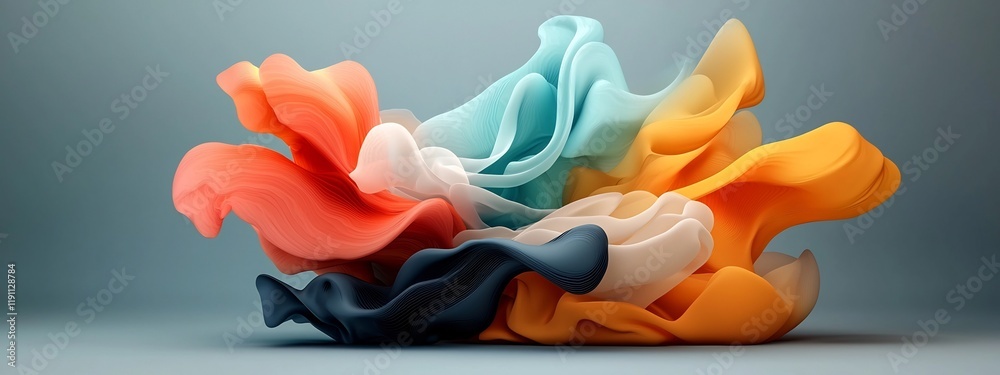 Poster captivating 3d rendered visualization of abstract sound waves vibrating at varying frequencies showc