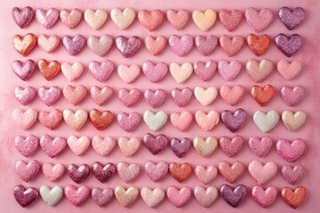 Colorful Hearts in Various Shades and Arrangements