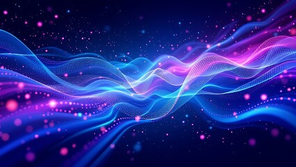 Obraz premium Neural network 3D illustration. Big data and cybersecurity. Data stream. Global database and artificial intelligence. Bright, colorful background with bokeh effect