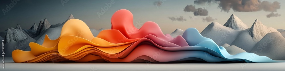 Poster vibrant abstract frequency spectrum waves in harmonious 3d render a dynamic and soothing digital sho
