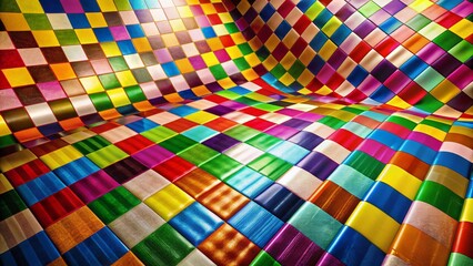 Vibrant Checkered Panoramic Background: Past Meets Present - Retro Geometric Design