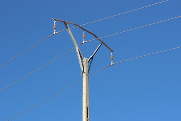 An electric pole with wires