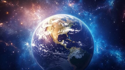 Fototapeta premium Earth, space, nebula, cosmos, night, planet, universe, background, wallpaper, science