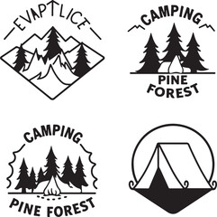 Camping and outdoor adventure emblems logos and badges