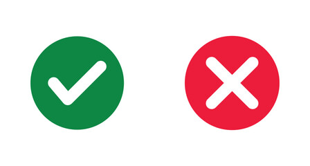 green tick mark. red cross mark icons. yes and no buttons. do and don't button. checkmark and crossmark button. vector illustration on transparent background