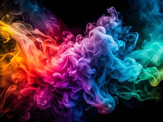 Fototapeta premium Vibrant Colorful Smoke Swirls on Dark Background - Abstract Art Stock Photo
