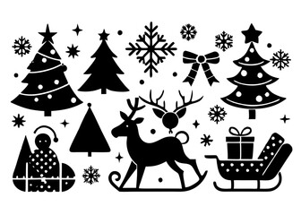 set of christmas elements