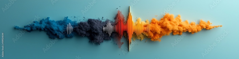 Poster vibrant digital soundwave spectrum visualization in vivid colors an abstract 3d rendering showcasing