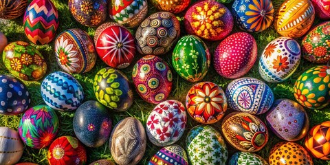 Vibrant Easter Egg Art Drone Aerial Photography: Colorful Springtime Designs