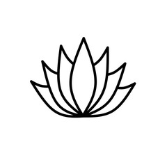 Vector water lotus flower icon. Lotus symbol of yoga, flower of well-being and healthy lifestyle, elegant blooming.