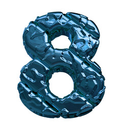 Symbol made of blue diagonal unpolished blocks. bottom view. number 8