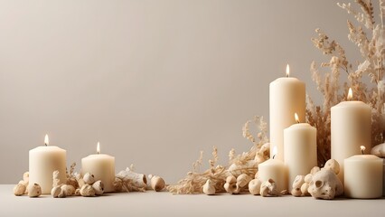 All Saints' Day  banner with empty space Without Text, Ivory Minimal background