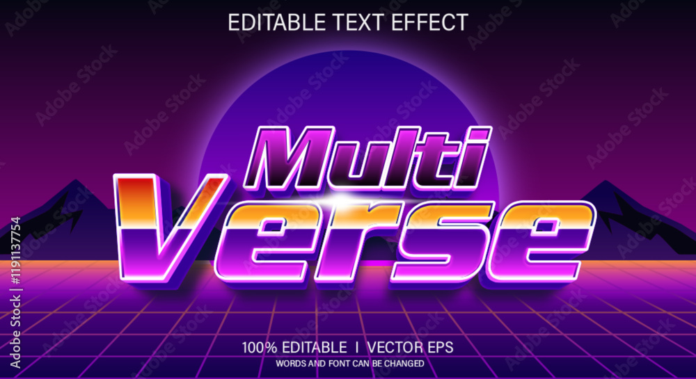 Poster multi verse 3d vector text effect with modern style design