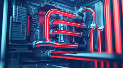 Obraz premium Digital art concepts high-tech cooling system design in futuristic industrial settings