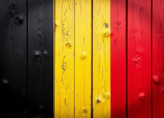 Fototapeta premium Black yellow red wooden planks painted flag
