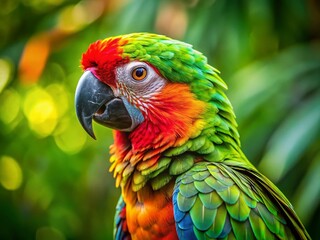 Fototapeta premium Vibrant Mexican Parrot: Close-Up Macro Photography of Colorful Plumage
