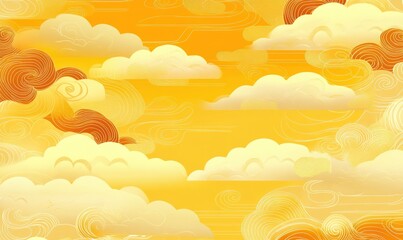 Golden Cloudscape Artistic Illustration Swirling Yellow Hues Abstract Design