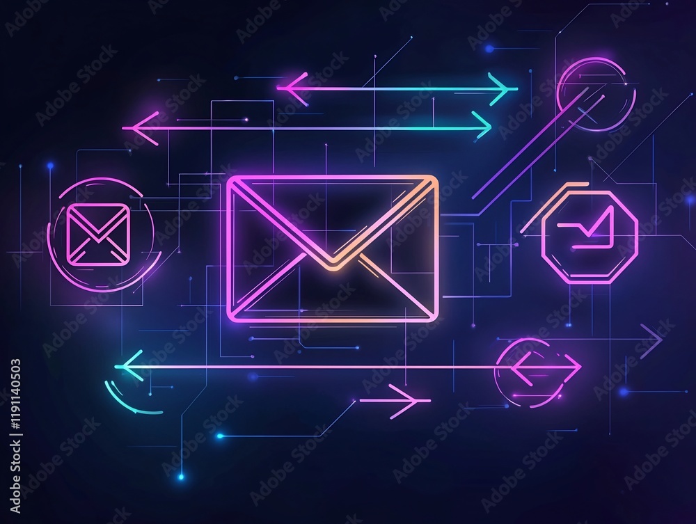 Poster borderless digital communication and alliance metaphor featuring freehand user navigation with arrow