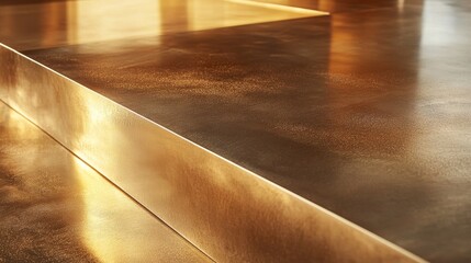 Polished brass surface. Golden metallic texture. Brass interior concept