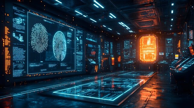 Futuristic Crime Lab With Holographic Evidence Displays and 3D Recreations