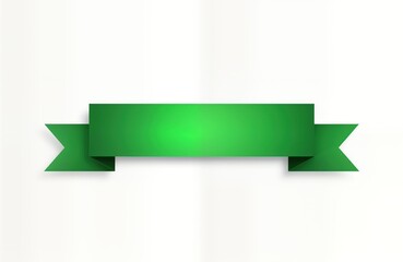 Isolated green ribbon banner on white background. Modern design element for various uses. Suitable for graphic design projects. Blank space for custom text logos. Versatile decoration option.