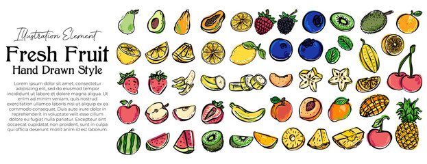Fresh Fruit Hand Drawn