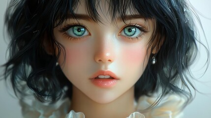 Fototapeta premium Delicate anime-inspired character design. Generative AI