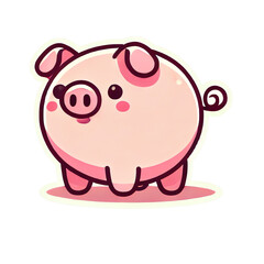 Fototapeta premium A simple, cartoon-style illustration of a cute pig