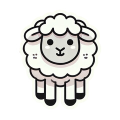 Fototapeta premium A simple, cartoon-style illustration of a cute sheep
