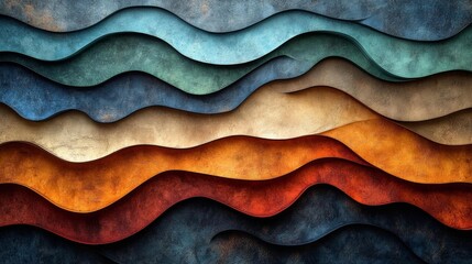 Abstract Layered Textured Paper Composition. Generative AI