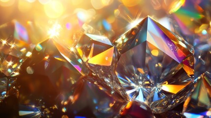 Sparkling crystal facets with beautiful prismatic light reflections
