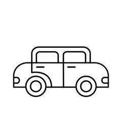 Cute car, black and white kawaii illustration, coloring page.