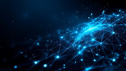 Neural network, artificial intelligence, social connections, digital database, polygonal mesh 3D illustration
