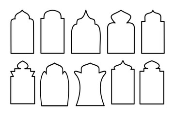 Islamic decoration, Arabic border frame line art ornamental line art style for Muslim festivals, Ramadan Kareem, and Eid Mubarak.