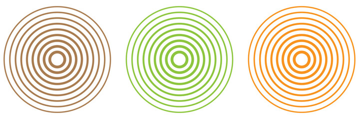 Concentric ripple circles line. Radial signal, sonar wave, soundwave icon isolated on white background. Touch effec. Round circular signal