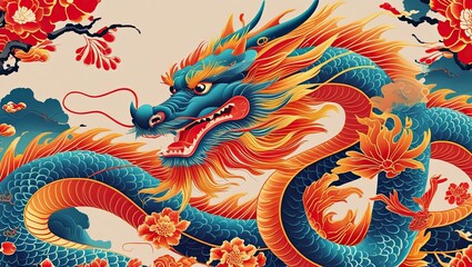 Chinese and Asian fashion vibrant image of dragon