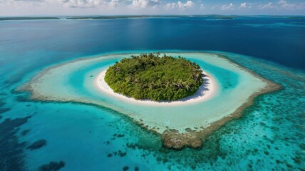 Obraz premium A Serene Aerial View of Tropical Islands Surrounded by Crystal Clear Waters, Showcasing Nature's Beauty and the Tranquility of Secluded