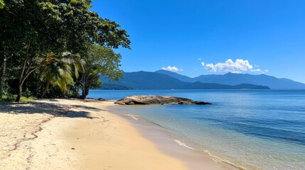 Fototapeta premium Serene Tropical Beach Paradise with Azure Waters
