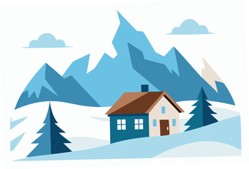 winter landscape with house