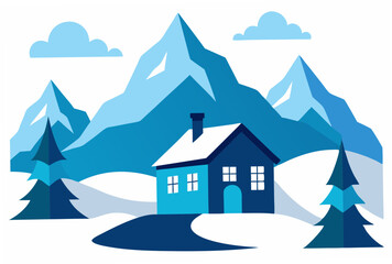 winter landscape with house