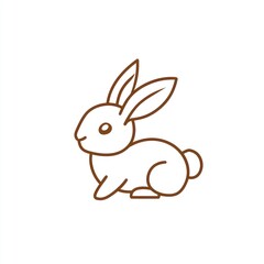 Obraz premium Brown line art bunny, sitting, white background, easter design