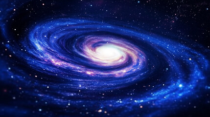 A majestic spiral galaxy floating in the infinite universe, its swirling arms glittering with countless stars and colorful nebulae, creating a serene yet awe-inspiring cosmic view.