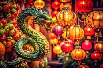 Obraz premium Vintage Chinese New Year Snake Decoration Colorful Photo